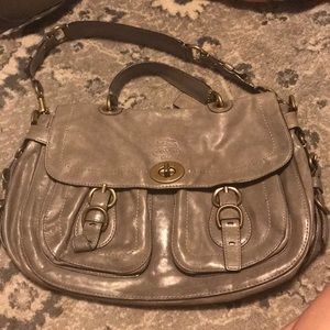 Grey Leather Coach Legacy Top Handle Shoulder Bag